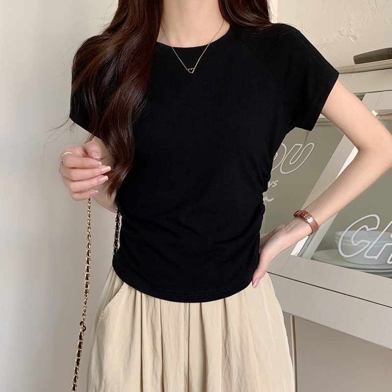 Áo Thun Tay Ngắn Màu Trơn Thiết Kế Mới Thời Trang Mùa Hè Dành Cho Nữ