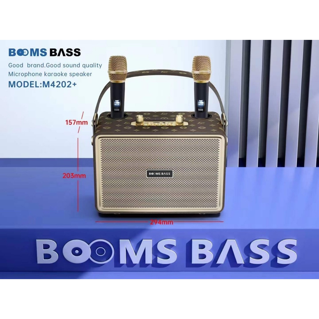 Loa bluetooth BoomBass M4202 kèm 2 micro không dây xách tay công xuất 20W, âm thanh trầm ấm, bass căng- LC DESIGN