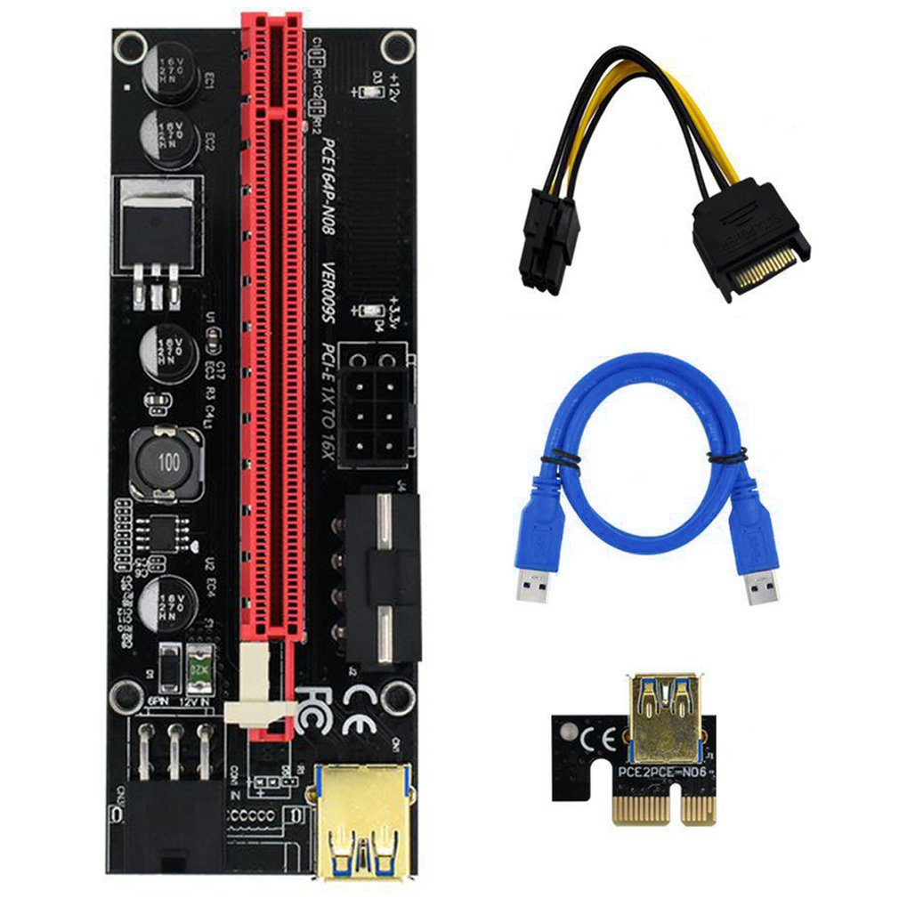 Ver009 Usb 3.0 Pci-E Riser Ver 009S Express 1X 4X 8X 16X Extender Pcie Sata Card Adapter 15Pin To 6 Pin Power Supply [Q/3]