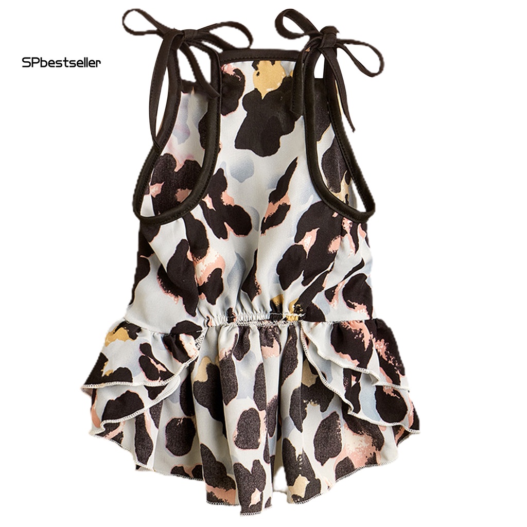 Spbestsellkr Đầm Thoáng Khí In Họa Tiết Da Báo Mặc Hàng Ngày Ngọt Ngào Dễ Thương Cho Thú Cưng