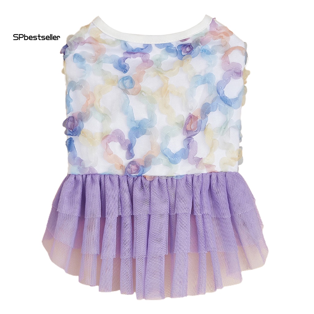 Đầm Lưới Mỏng Thêu Họa Tiết Kích Thước Nhỏ Thời Trang Xinh Xắn Cho Cún Cưng