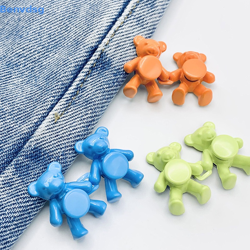 Benvdsg > Set 2 Nút Kim Loại Hình Gấu May Quần Jean Có Thể Tháo Rời Không Cần Nút Phù Hợp Với Eo