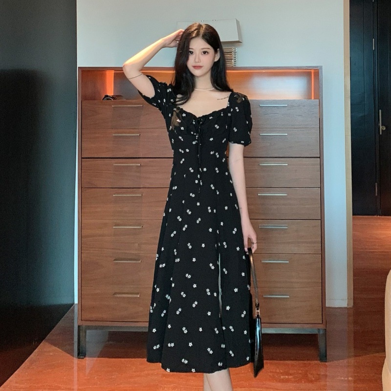 NRVP Đầm Dài Tay Ngắn In Hoa Độc Đáo Thời Trang Mùa Hè Hàn Quốc 2023 Dành Cho Bạn Nữ