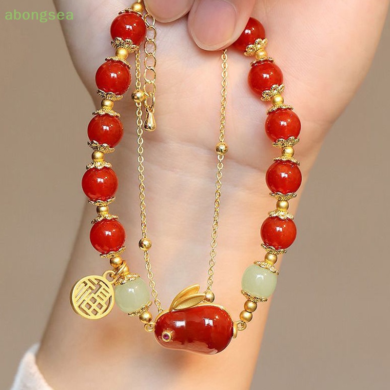 Abongsea Vòng Tay Hai Lớp Mặt Hình Thỏ Dễ Thương Phong Cách Vintage Cho Nữ