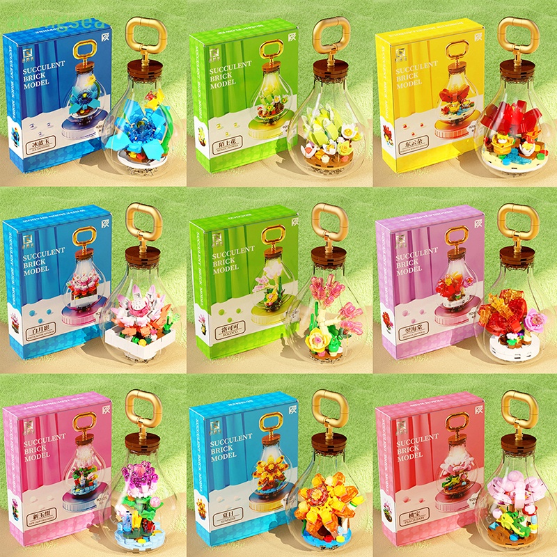 Abongsea Bóng Đèn Trồng Cây Mọng Nước Đồ Chơi Khối Xây Dựng MOC