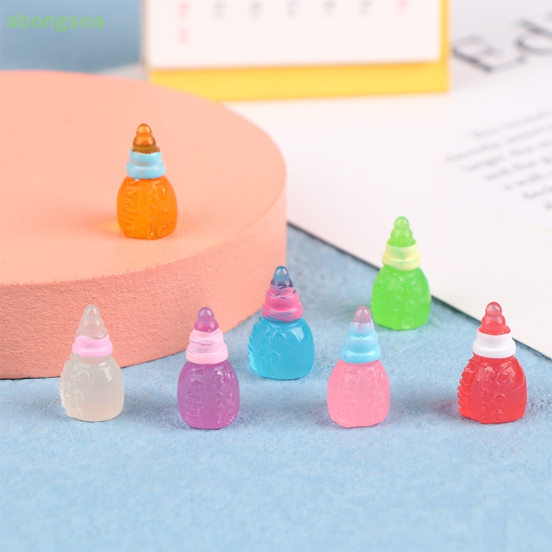 Bộ 5 Bình Sữa Mini Bằng Nhựa Phát Quang Dùng Trang Trí DIY