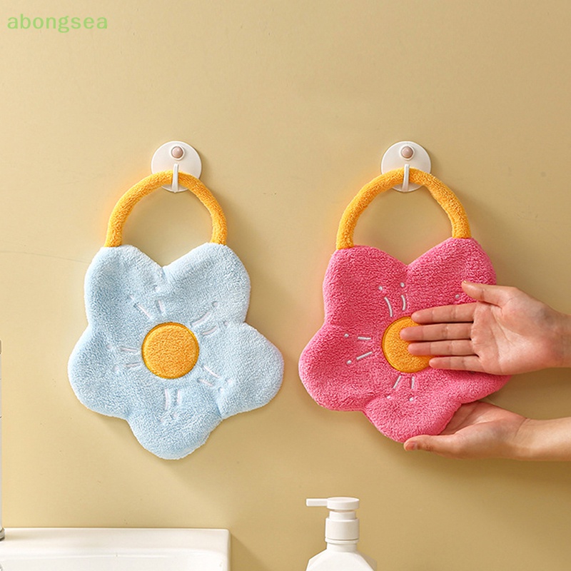 Abongsea Khăn Lau Tay Vải Nhung San Hô Mềm Mại Thấm Hút Tốt Nhanh Khô Tiện Dụng Cho Nhà Bếp / Phòng Tắm