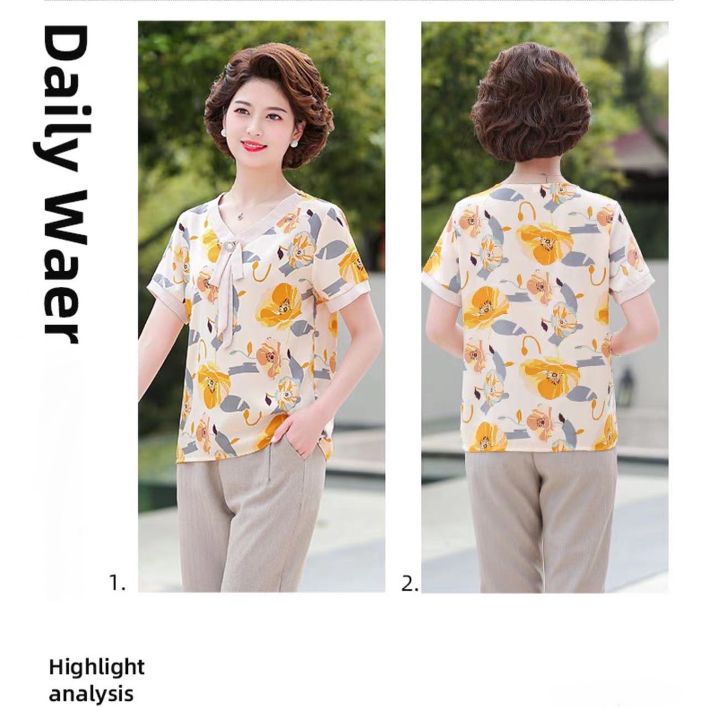 Áo Thun Tay Ngắn Vải Chiffon Mỏng Thời Trang Mùa Hè Cho Nữ áo big size trung niên nữ