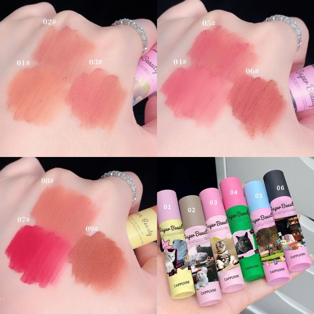 Son Kem Lì Chống Nước Hình Mèo Dễ Thương Hiệu "Flortte"