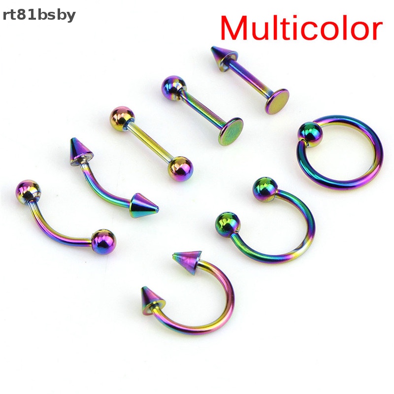 Set 8 Khuyên Mũi / Chân Mày / Môi 16G Bằng Thép Không Gỉ Cá Tính