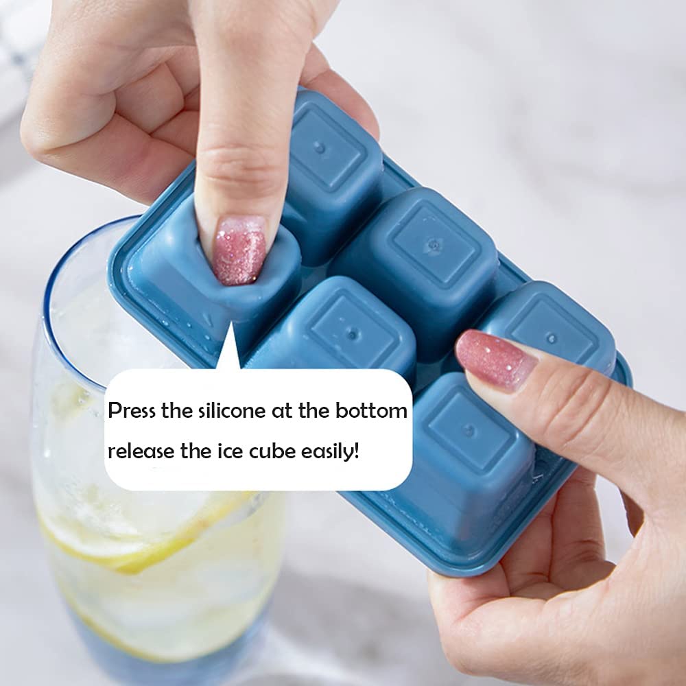 Khay Làm Đá 6 Ngăn Bằng Silicon Mềm Có Nắp Có Thể Tái Sử Dụng