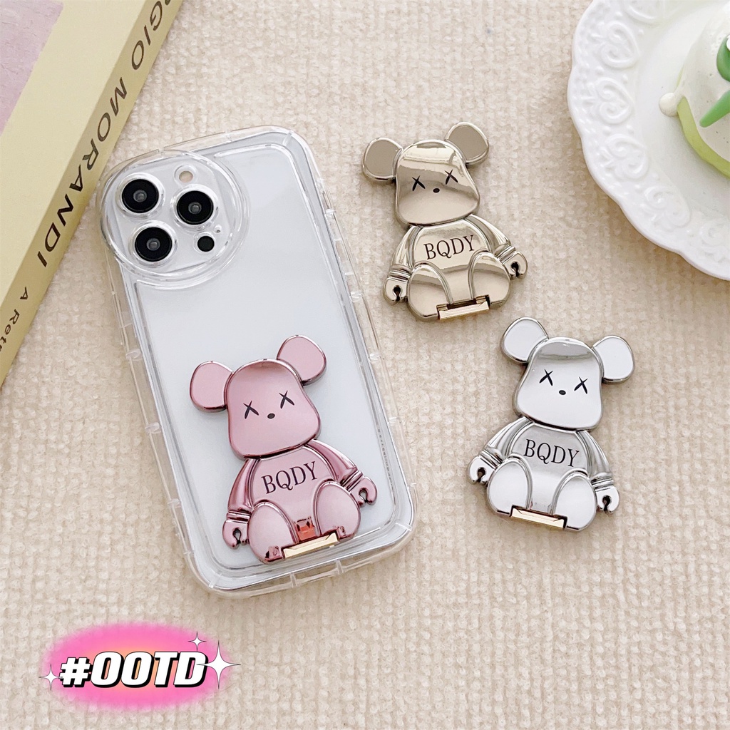 Ốp Điện Thoại Họa Tiết Hoạt Hình Chú Gấu Bạo Lực Kèm Giá Đỡ Nhẫn Và Dây Đeo Tiện Dụng Cho iphone