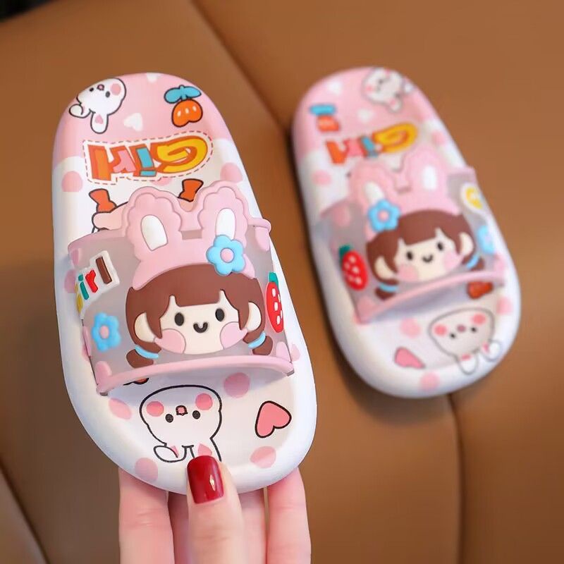 Dép Đi Trong Nhà Đế Mềm Dày Chống Trượt In Họa Tiết Hoạt Hình Dễ Thương Thời Trang Mùa Hè Cho Bé Trai Và Gái