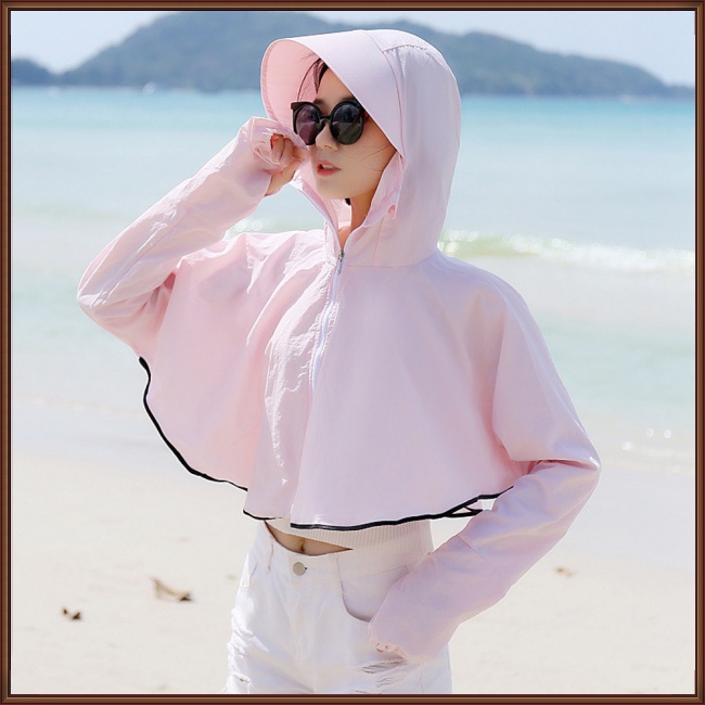 Áo Khoác Chống Nắng Kèm Khẩu Trang Chống Tia Cực Tím Có Mũ Trùm Tiện Dụng Cho Người Đi Xe Đạp 40-65kg