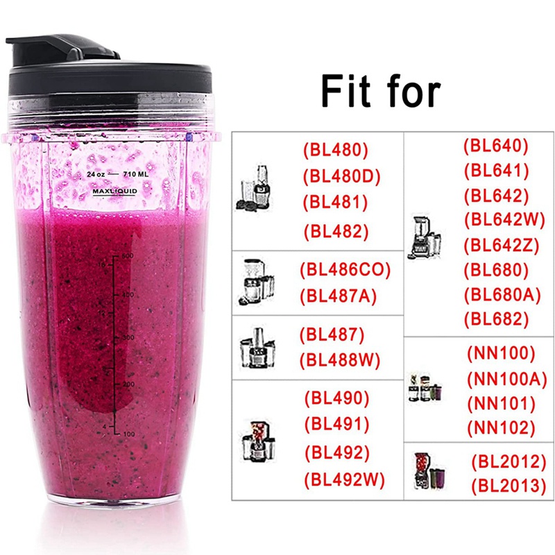 Cốc Trộn 24Oz Có Nắp Đậy Và Cọ Làm Sạch Tương Thích Với Ninja Auto IQ