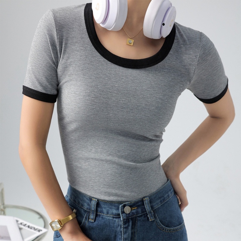 Áo Thun Tay Ngắn Dáng Ôm Màu Sắc Thời Trang Mùa Hè Xinh Xắn Cho Nữ