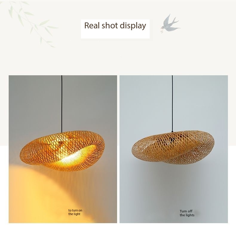 Đèn chùm tre đan đèn nhà hàng mây nghệ thuật mặt dây chuyền phòng trà nghệ thuật sáng tạo tre lẩu cửa hàng đèn chùm kiểu Trung Quốc treo đèn nhà hàng