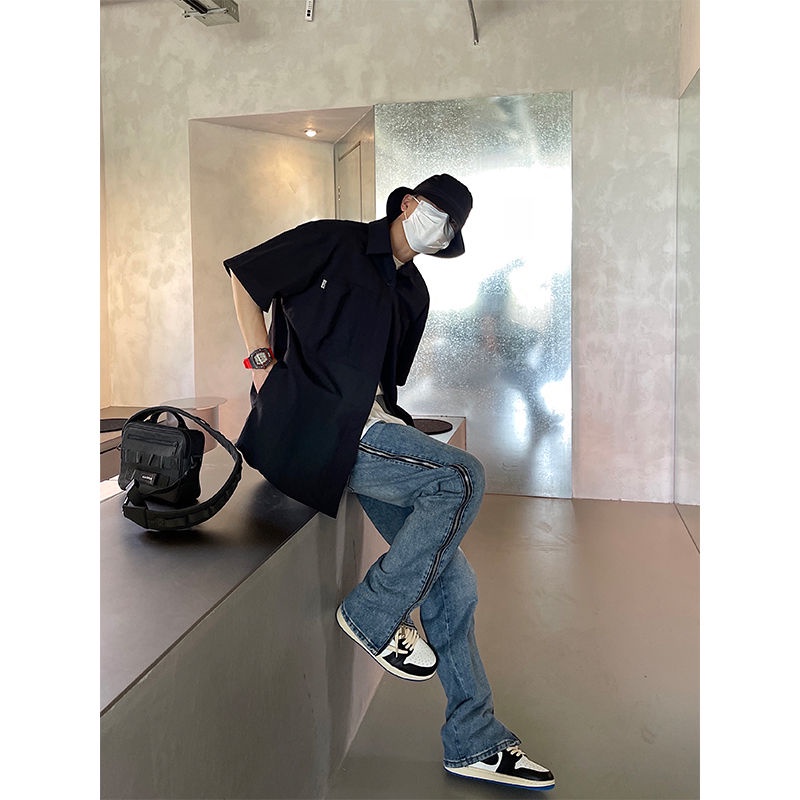 Hàng Mới Về Mới Áo Sơ Mi Nam Dáng Rộng Có Túi Thời Trang Mùa Hè