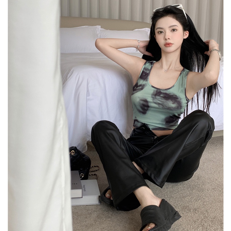 Áo Hai Dây Cổ Chữ U Nhuộm Màu Gợi Cảm Thời Trang