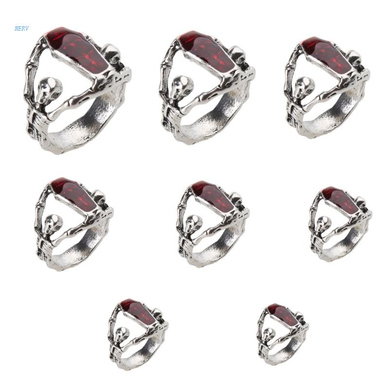 Nhẫn Hợp Kim Hình Đầu Lâu Phong Cách Punk Vintage Thời Trang Cho Nữ