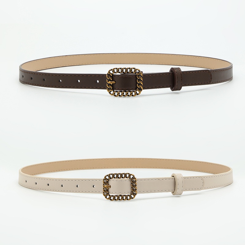 Thắt Lưng Da Pu Màu Vàng Khóa Vuông Thời Trang Cho Nữ