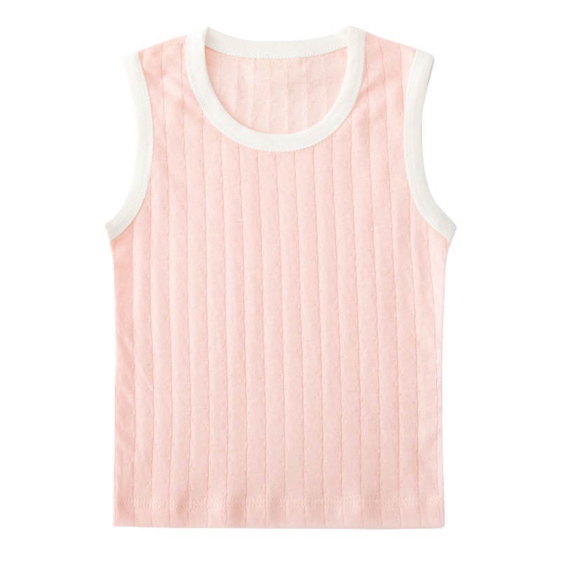 Áo Ba Lỗ Cotton Mềm Mại Màu Trơn Phối Lưới Thoáng Khí Thời Trang Mùa Hè Cho Bé 0-10 Tuổi