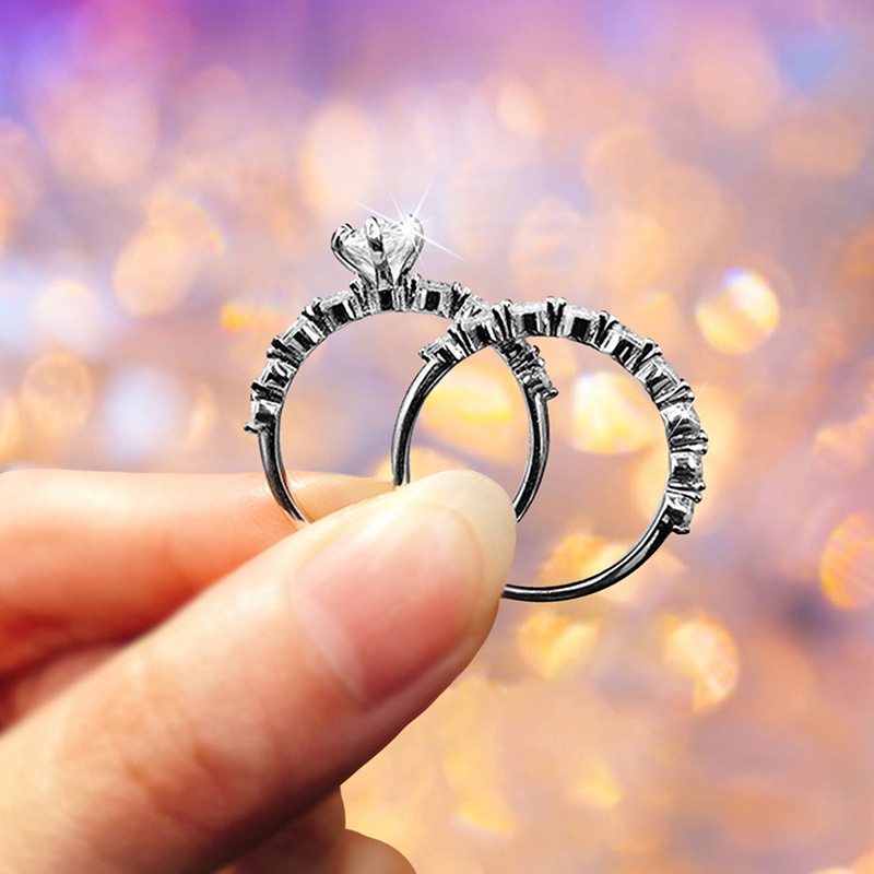 Ygt Set 2 Nhẫn Đính Đá Thời Trang Sang Trọng Cho Nữ