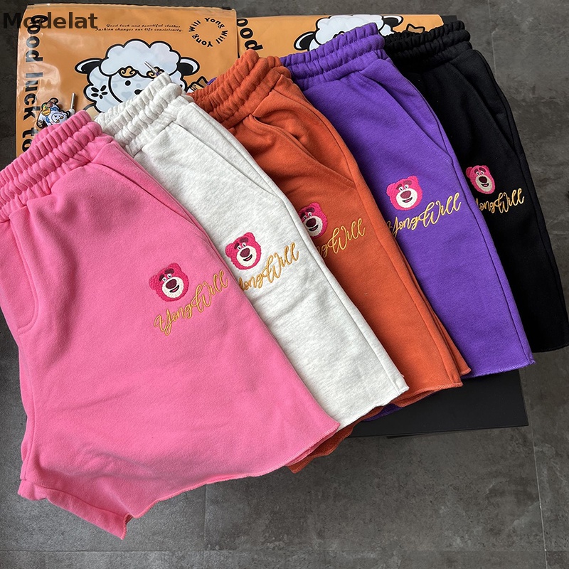 Mfc Quần ngắn ống rộng Đa Năng In Hình Gấu Hoạt Hình Thời Trang Thường Ngày WTD