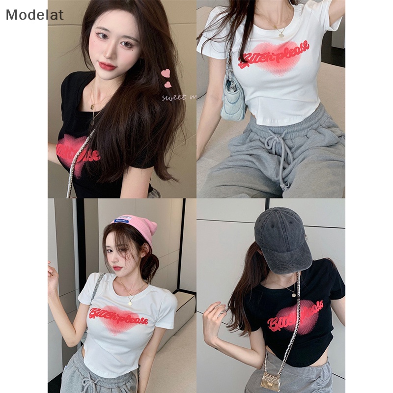 Áo Thun Croptop Tay Ngắn Cổ Tròn In Chữ Love Thời Trang Mùa Hè Dành Cho Nữ