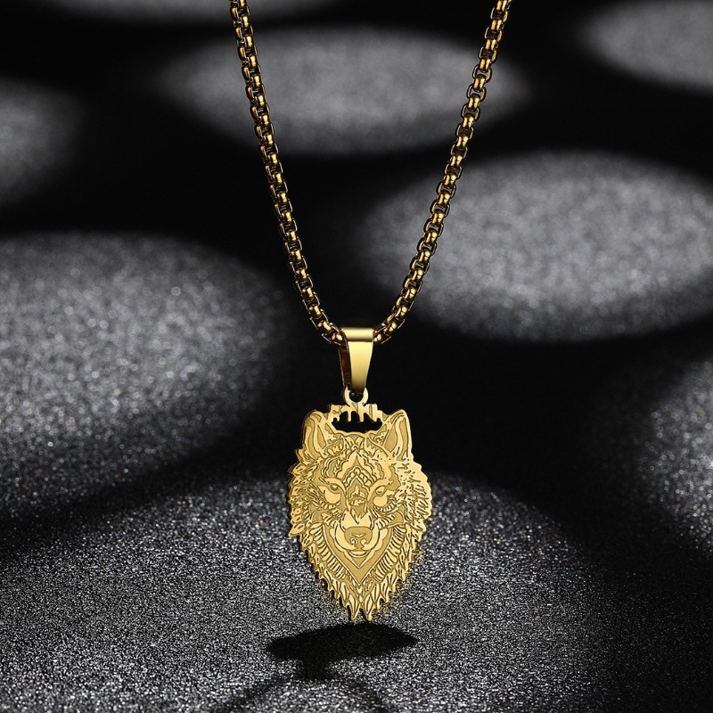 Vòng cổ Mặt Hình Đầu Sói Bằng Thép Không Gỉ Phong Cách Hip Hop Thời Trang Cho Nam Và Nữ