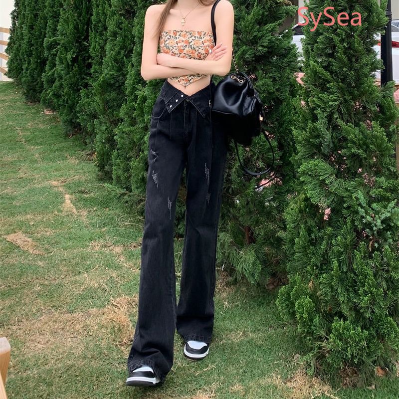 Quần Dài Lưng Cao Kiểu Retro Hàn Quốc Thiết Kế Năng Động Cho Nữ