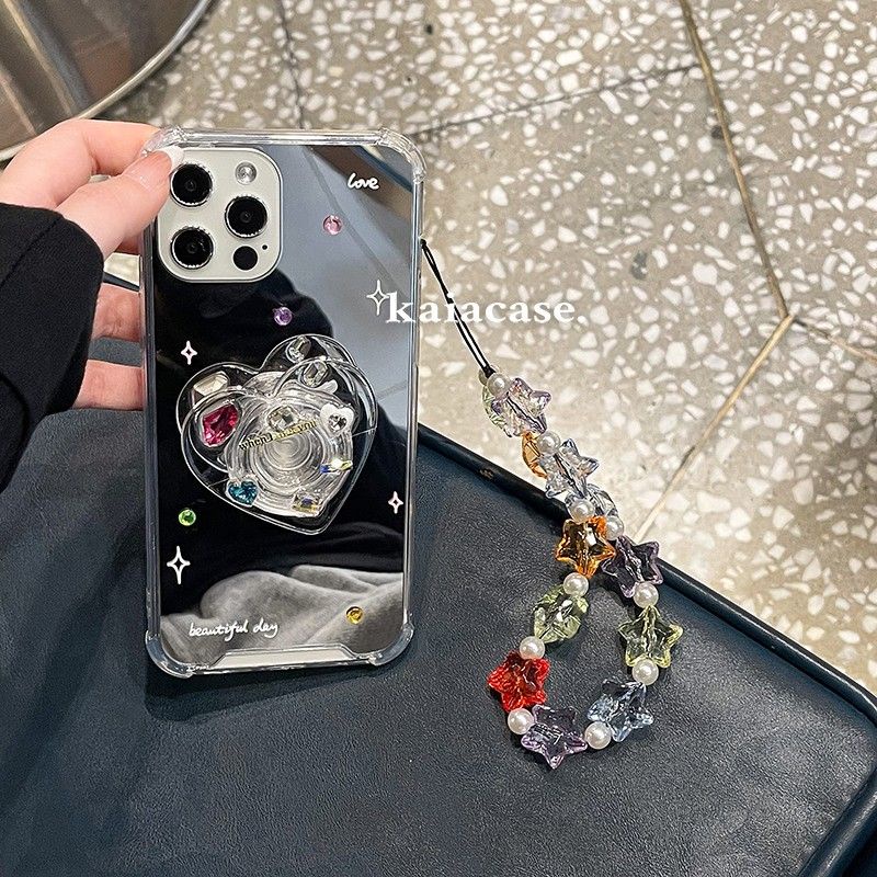 Ốp Điện Thoại Mềm Gắn Gương Trang Điểm Nhiều Màu Sắc Cho Iphone 14 12pro 13 12 11 7P