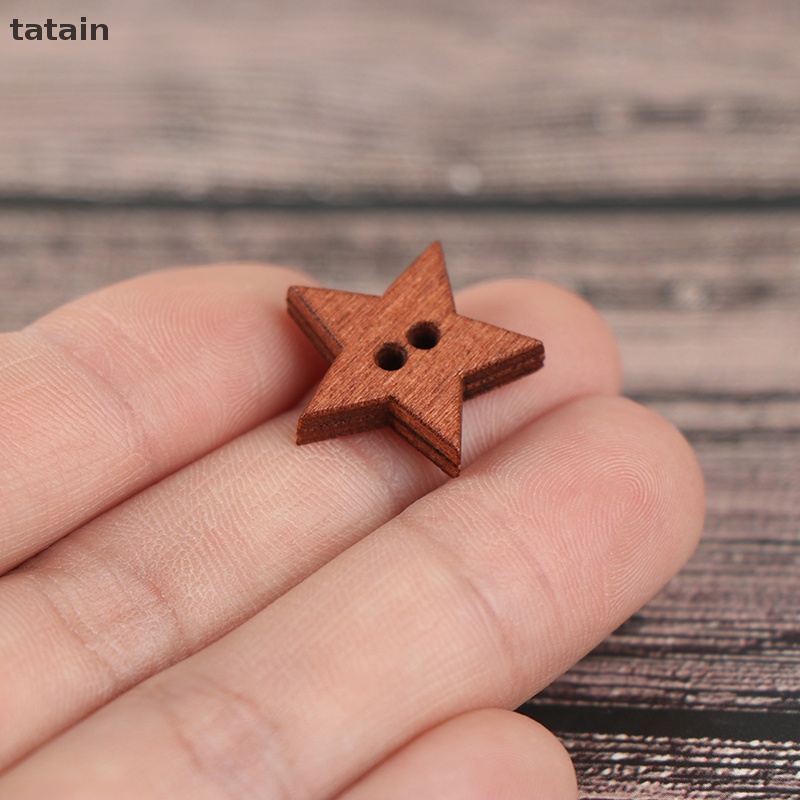 Set 100 Nút Gỗ 2 Lỗ Hình Ngôi Sao Xinh Xắn