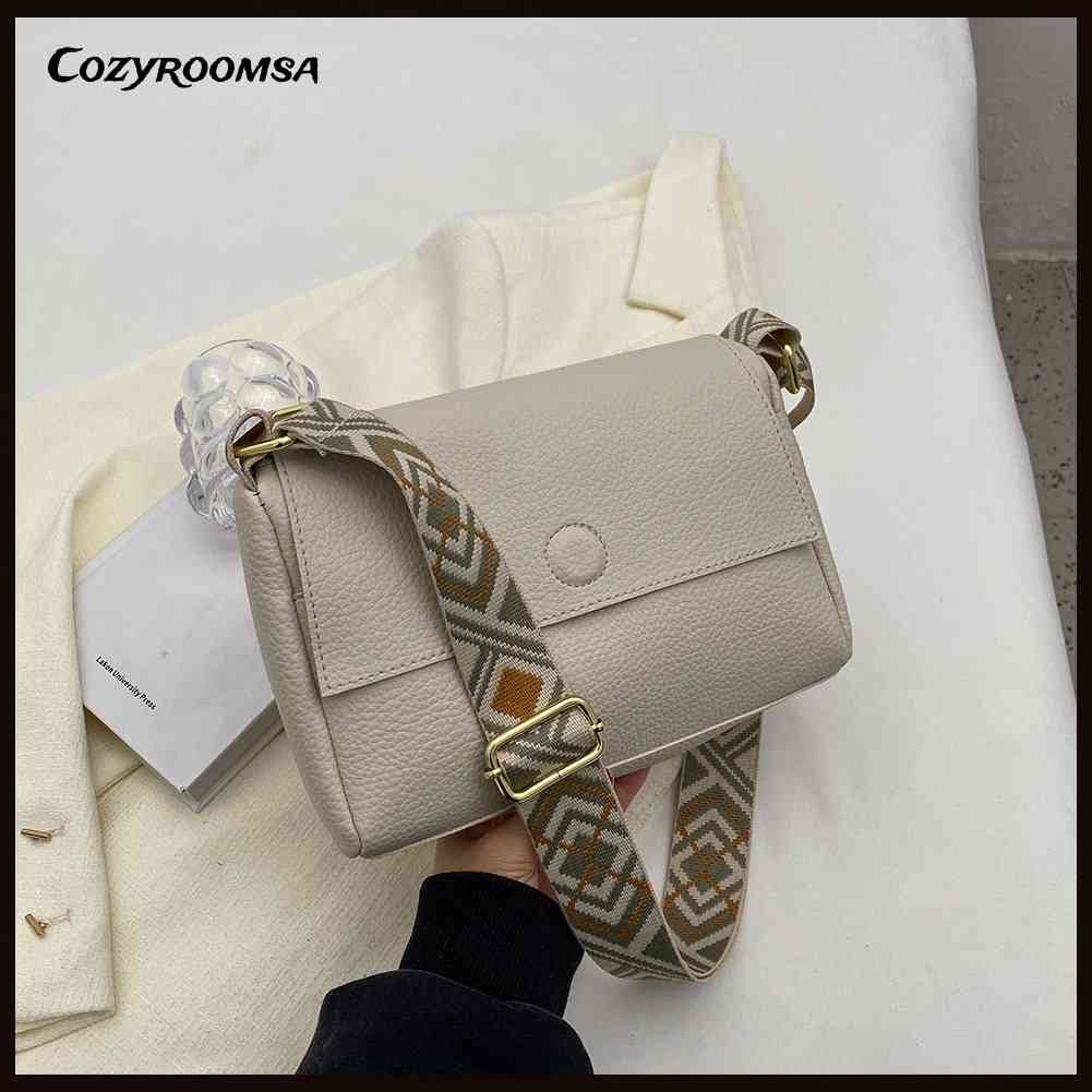 Túi Đeo Chéo Da PU Màu Trơn Thời Trang Dành Cho Nữ