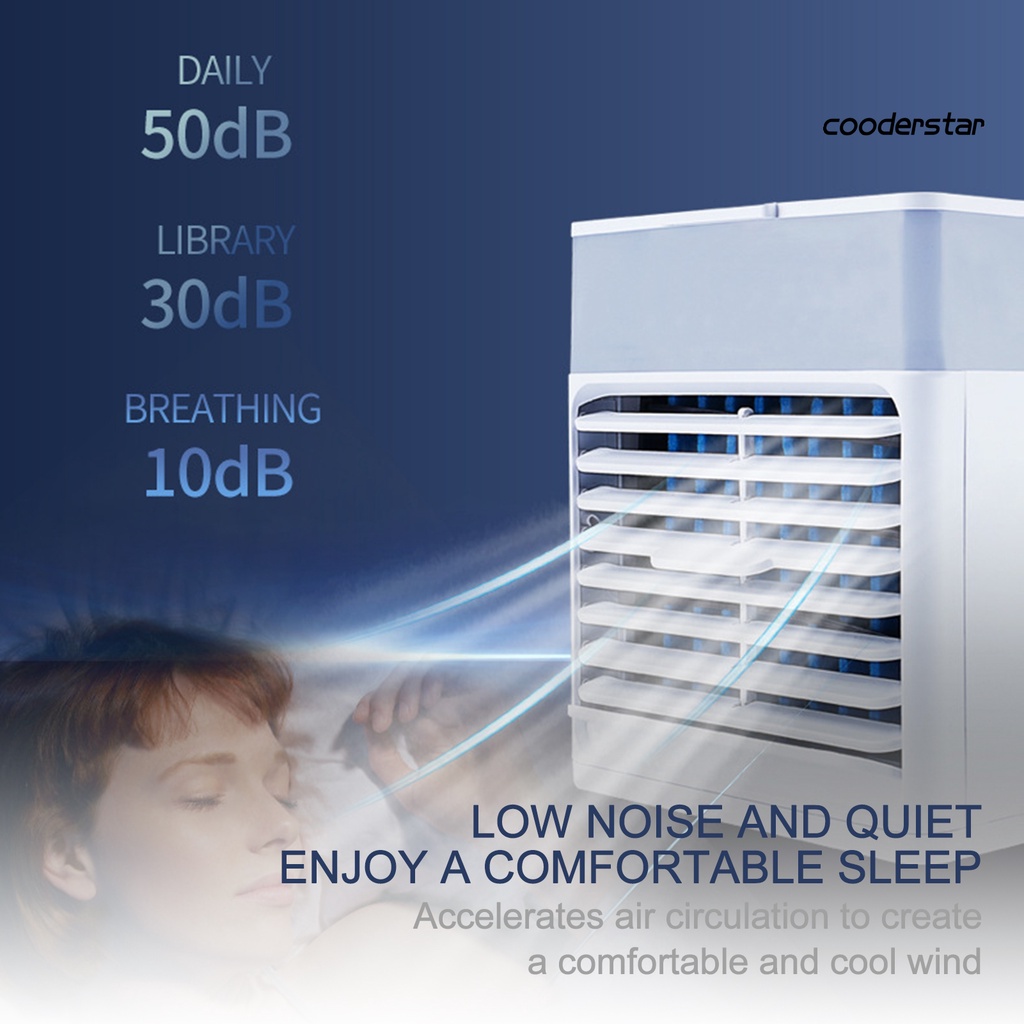 Quạt Làm Mát Phun Sương Để Bàn Ba Bánh Răng Siêu Êm Đa Năng Có Đèn Ban Đêm Nhiều Màu Sắc Cho Gia Đình