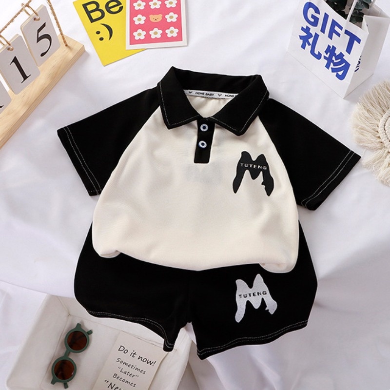 Bộ Đồ Thể Thao Áo Thun polo Phối Quần Short Tay Ngắn 80-160cm Màu Sắc Dễ Thương Cho Bé