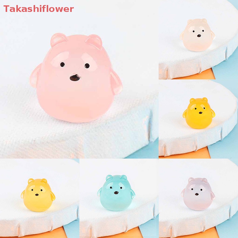 Set 2 Kẹp Tóc Hình Gấu Nhỏ Bằng Nhựa Resin Phát Sáng Dễ Thương Trang Trí Tiểu Cảnh DIY