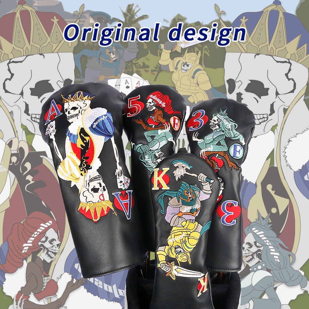 Vỏ Bọc Bảo Vệ Đầu Gậy Đánh Golf Thêu Hình Đầu Lâu Tinh Tế Mới