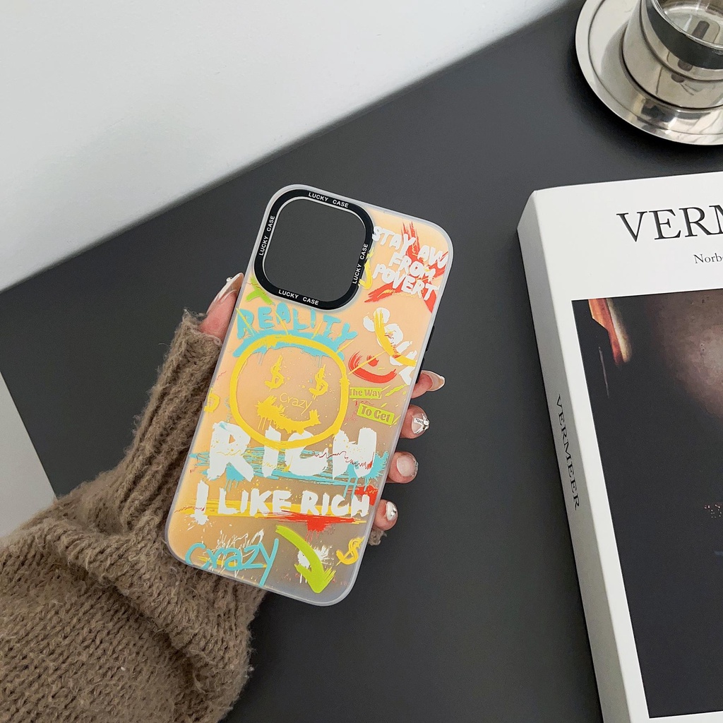 Ốp Điện Thoại Tpu Mềm Chống Sốc Hai Mặt Trong Suốt Họa Tiết Mặt Cười Graffiti Cho iPhone 14 13 12 11 Pro Max