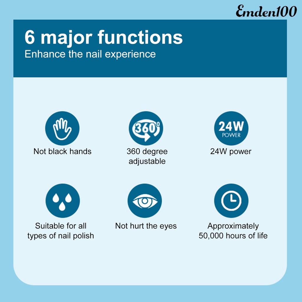 Đèn LED UV emden100 emden100 Ba Chiều Bằng Nhựa Tiện Dụng Làm Móng Nghệ Thuật Cho Nữ