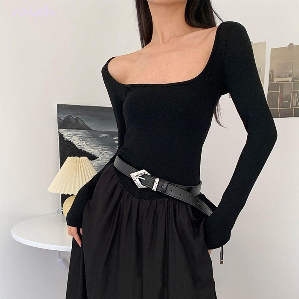 Thắt Lưng Da PU Khóa Kim Loại Kiểu Hàn Quốc Đơn Giản Dễ Phối Đồ Cho Nữ