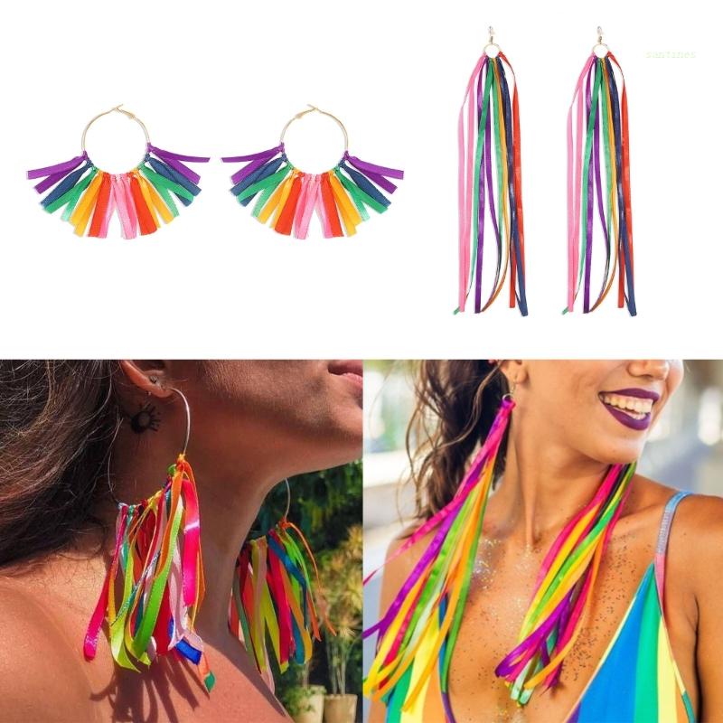 Bông Tai Dáng Dài Phối Tua Rua Phong Cách Bohemian Thời Trang Cho Nữ