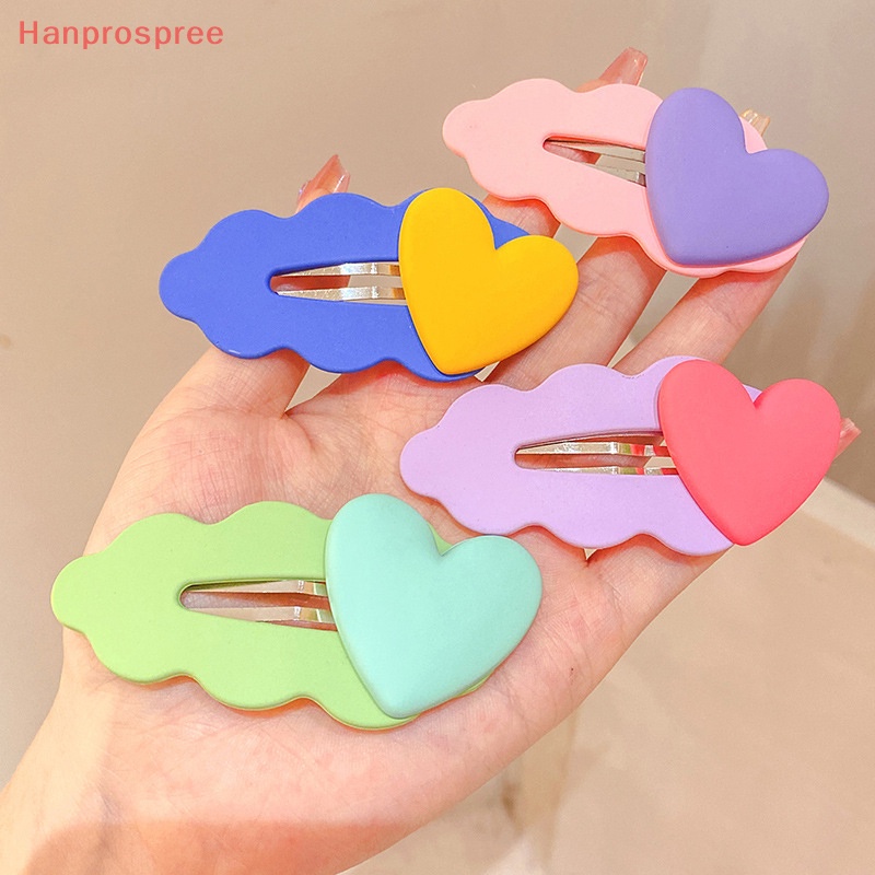 Hanprospree > Kẹp Tóc Mái BB Màu Kẹo Hình Trái Tim Gợn Sóng Nhiều Màu Sắc Không Làm Tổn Thương Tóc Cho Bé Gái