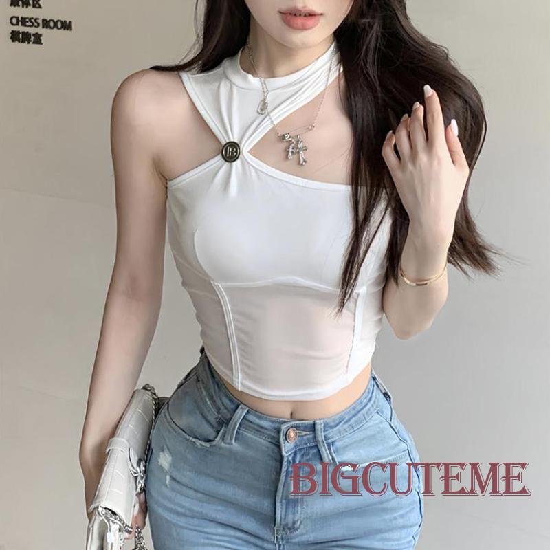 Áo Croptop Sát Nách Màu Trơn Dáng Ôm Thời Trang Mùa Hè Quyến Rũ Cho Nữ