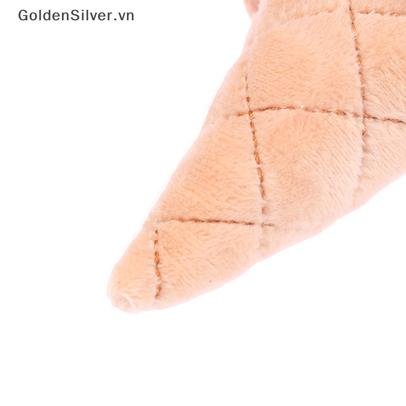 Móc Khóa Hình Cây Kem Nhồi Bông Màu Vàng Bạc Dễ Thương Dùng Làm Quà Tặng Cho Bé