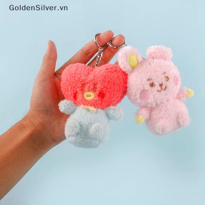 Móc Khóa Hình Đồ chơi nhồi bông BT21 Kpop Goldsilver 10CM Đáng Yêu