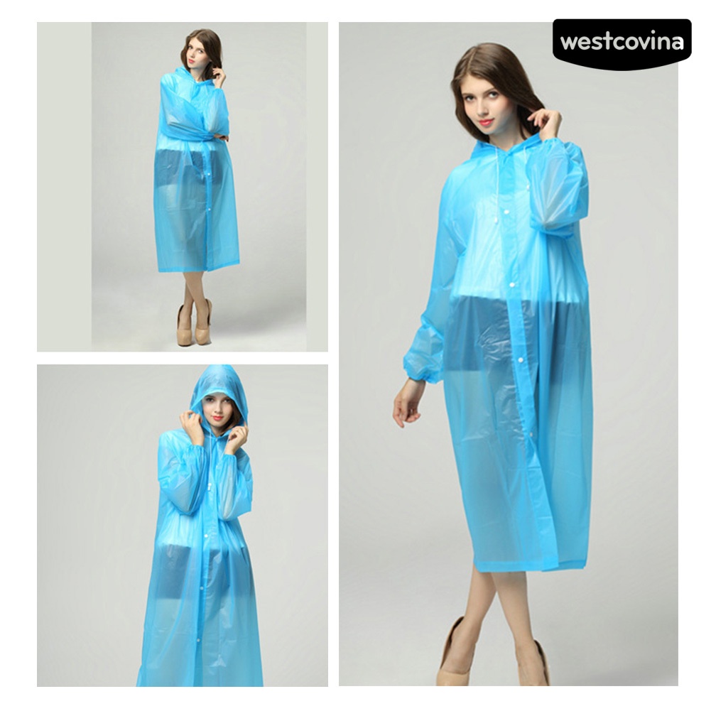 [COD]☁Áo Mưa Di Động Có Mũ Trùm Phối Nút Chống Nước Unisex