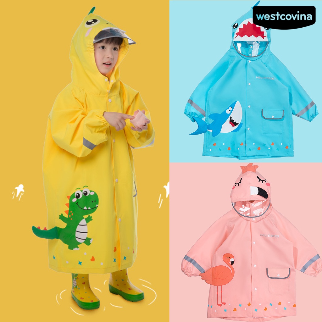 [COD]☁Áo Mưa Nhẹ In Họa Tiết Động Vật Hoạt Hình Chống Nước Có Mũ Trùm Cho Bé Mẫu Giáo