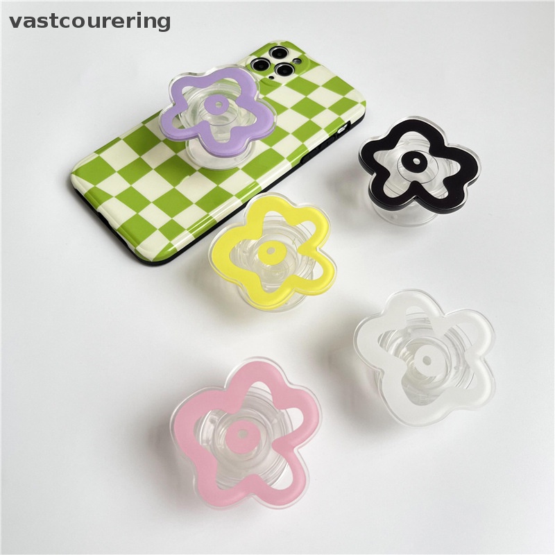 Vast New Epoxy Nhẫn Gắn Điện Thoại Di Động Có Thể Gập Lại Họa Tiết Hoa Tươi Tắn Đáng Yêu