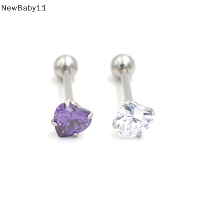 1 Khuyên Tai Helix Hình Trái Tim Đính Đá Zircon 5 / 8mm Thời Trang Cho Nữ